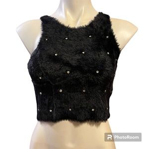 NEW Zara Girls Faux Fur Rhinestone Tank
